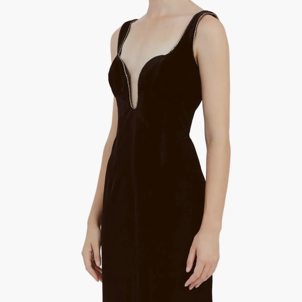 Brooklyn Embellished Trim Stretch Velvet Cocktail Dress Bardot